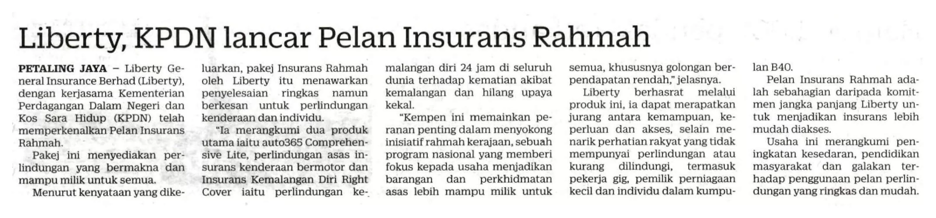 Rahmah Insurance Plan makes protection more accessible