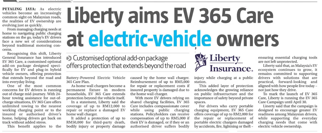 the sun liberty aims ev 365 care at electric vehicle owners